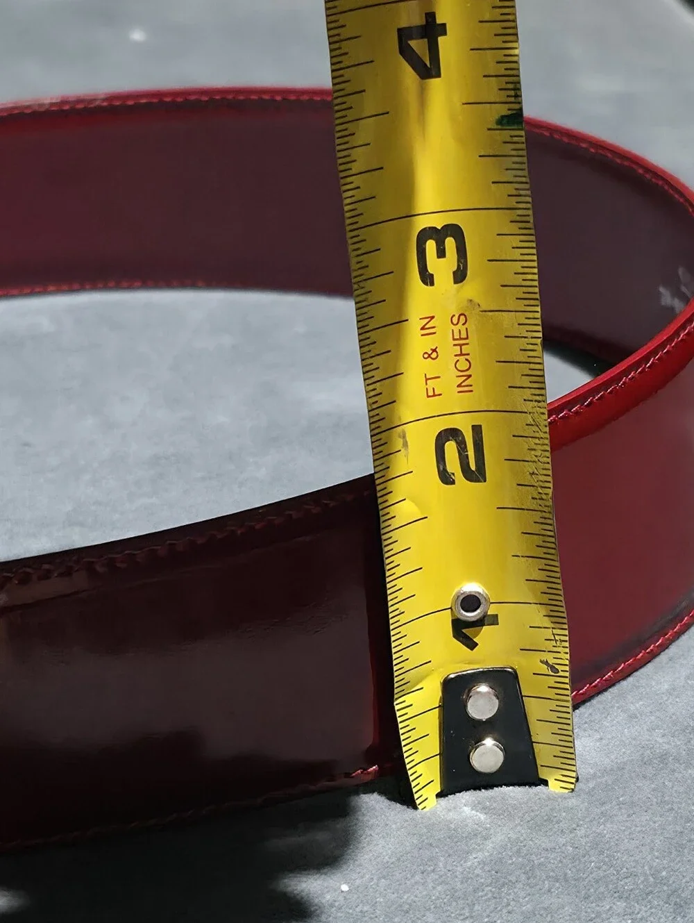 Gucci Red Patent Leather Horsebit Waist Belt with Silver Hardware